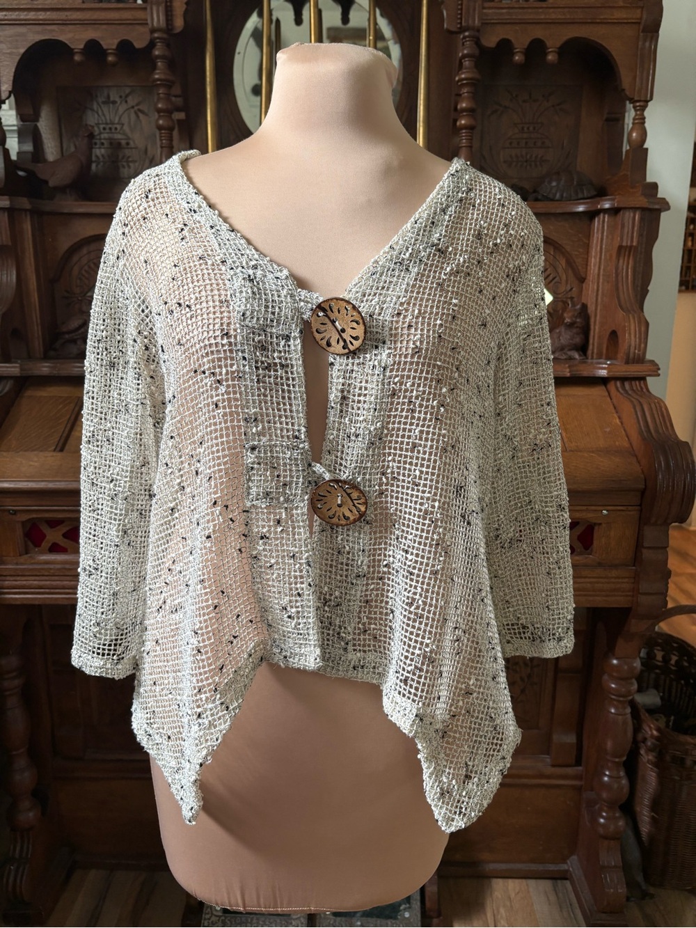 Lagenlook Boho Mesh Asymmetrical Cardigan
